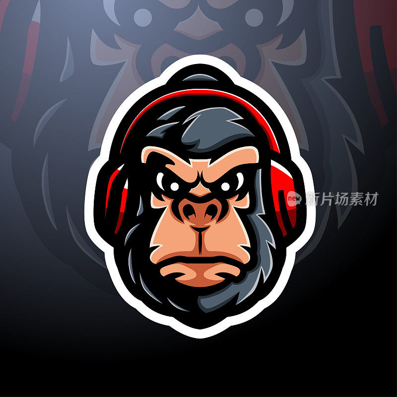 Gorilla head mascot esport logo design